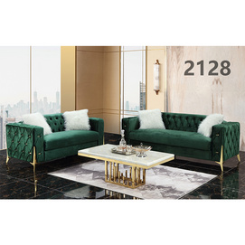 High Quality Luxury Living Room Sofa Gold Stainless Steel Loveseat 2-3 Seater Velvet Couch For Home Hotel