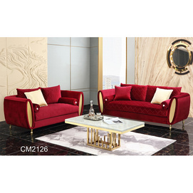 Gold stainless steel frame 2 seater sofa 3 seater sofa  modern luxury gold velvet sofa set for livingroom
