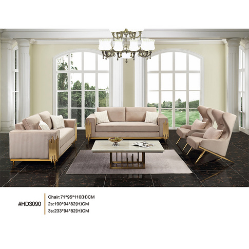 Light luxury Italian velvet sofa modern simple stainless steel sofa hotel living room combination sofa