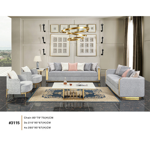 Velvet upholstery fabric sofa luxury style modern sectional sofa light luxury simple design sofa set living room furniture
