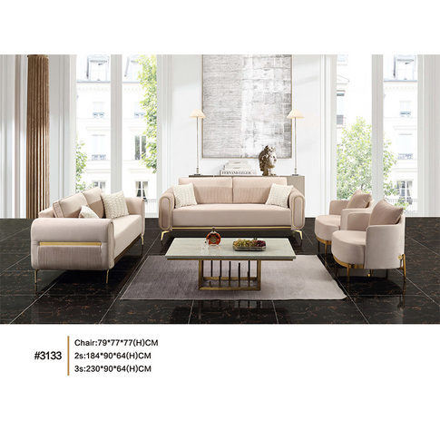 Luxury Upholstered Stainless Steel Frame Sofa for living room furniture