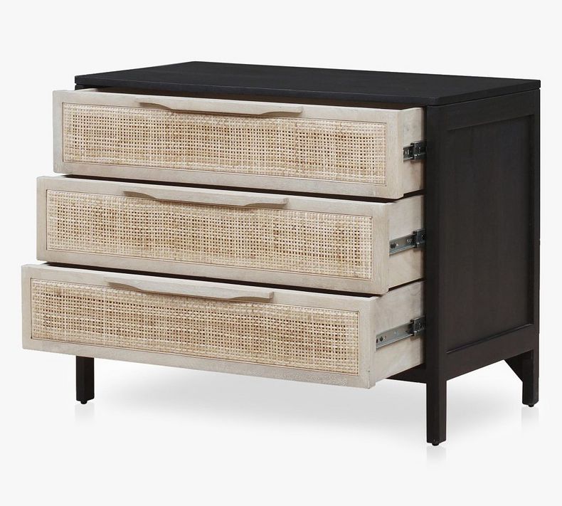 Cane Nightstand With Drawers