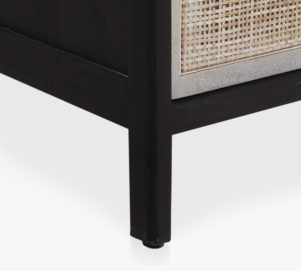 Cane Nightstand With Drawers