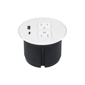 White Power Grommet UK Outlets With Cover USBA Type C Charging 80mm Hole