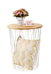 Stacking Round Side End Table For Living Room Table With Storage Box