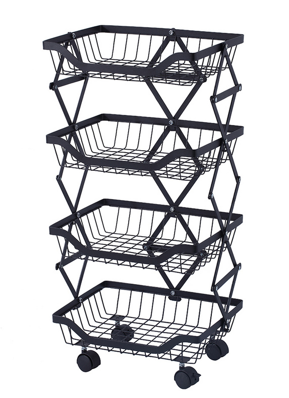 High Quality Folding Multi Layer Storage Racks Vegetable And Fruit Basket Cooker Storage Shelves Space Saving Helper