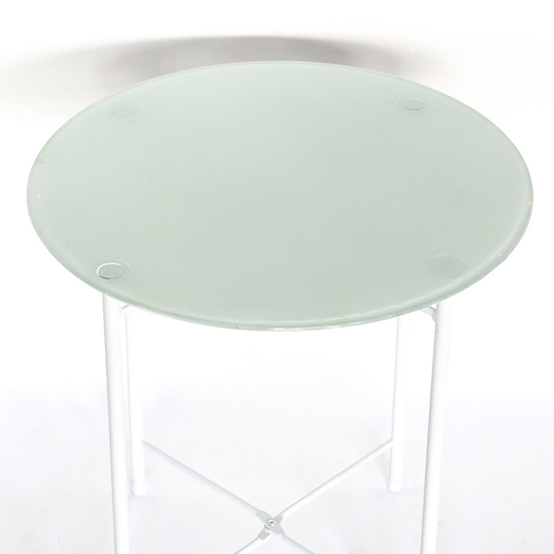 Glass Nordic Round Small Steel Folding Table Custom Outdoor Patio Furniture Small Tea Table