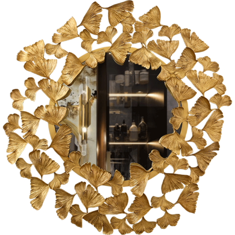 Light luxury wall decorative brass mirror