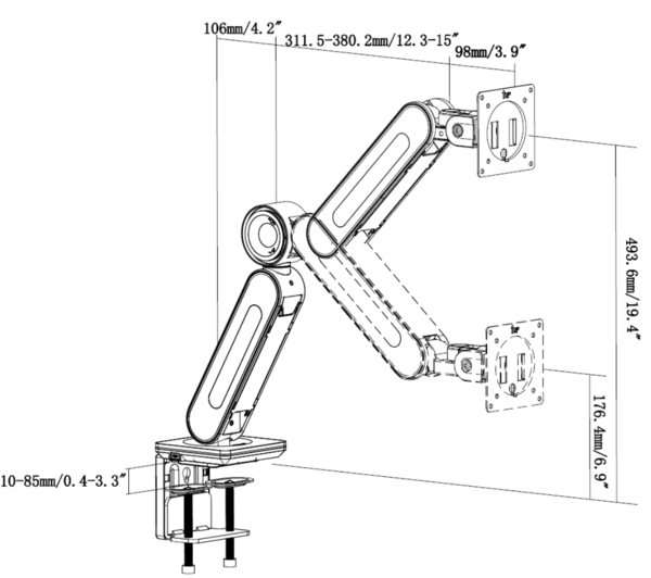 V-mounts Heavy Duty Gas Spring Monitor Mount