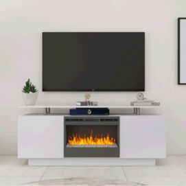 High Gloss Tv Cabinet Tv Unit With Fireplace Have Heat And Flame Color Changes