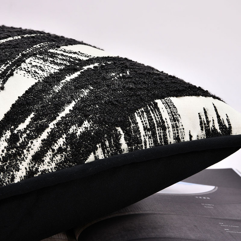 AIBUZHIJIA Chinese Classic Black and White Cushion Cover Luxury Decorative Velvet Throw Pillow Cover