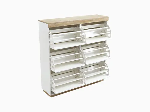 Modern 3 tier shoe cabinet wooden shoe rack with storage drawer