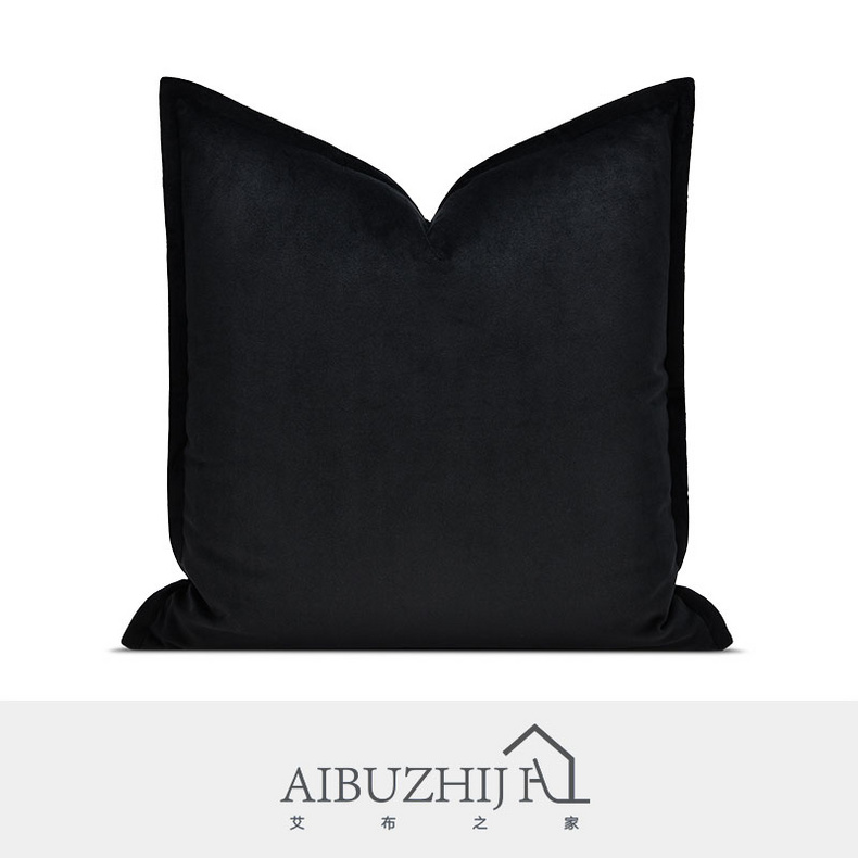 AIBUZHIJIA Velvet Black Throw Pillow Cover Solid Color Cushion Cover Decorative Pillow Case Cover