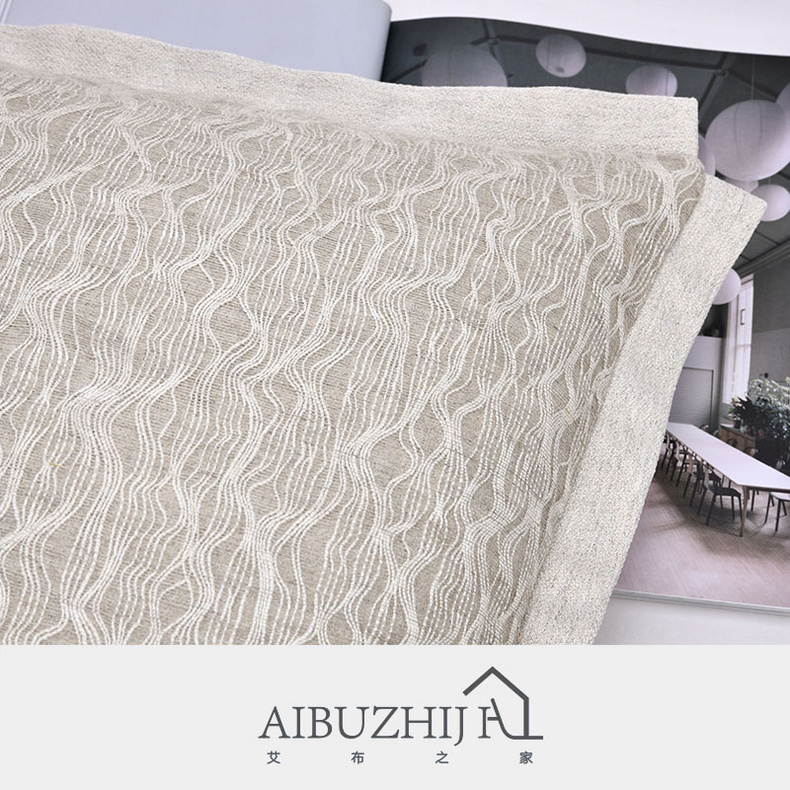 AIBUZHIJIA Linen Pillow Cover Wave Embroidery Thread Design Beige Pillow Cases for Couch Sofa