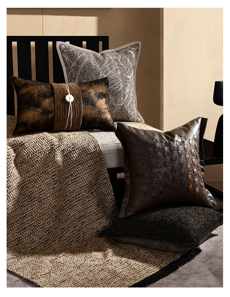 AIBUZHIJIA Linen Pillow Cover Wave Embroidery Thread Design Beige Pillow Cases for Couch Sofa