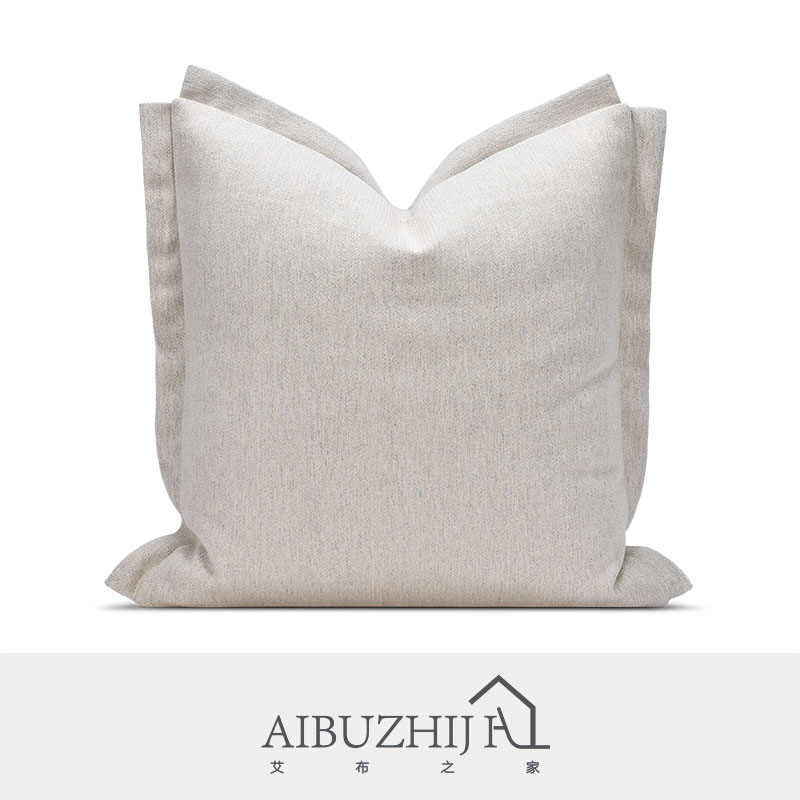 AIBUZHIJIA Linen Pillow Cover Wave Embroidery Thread Design Beige Pillow Cases for Couch Sofa