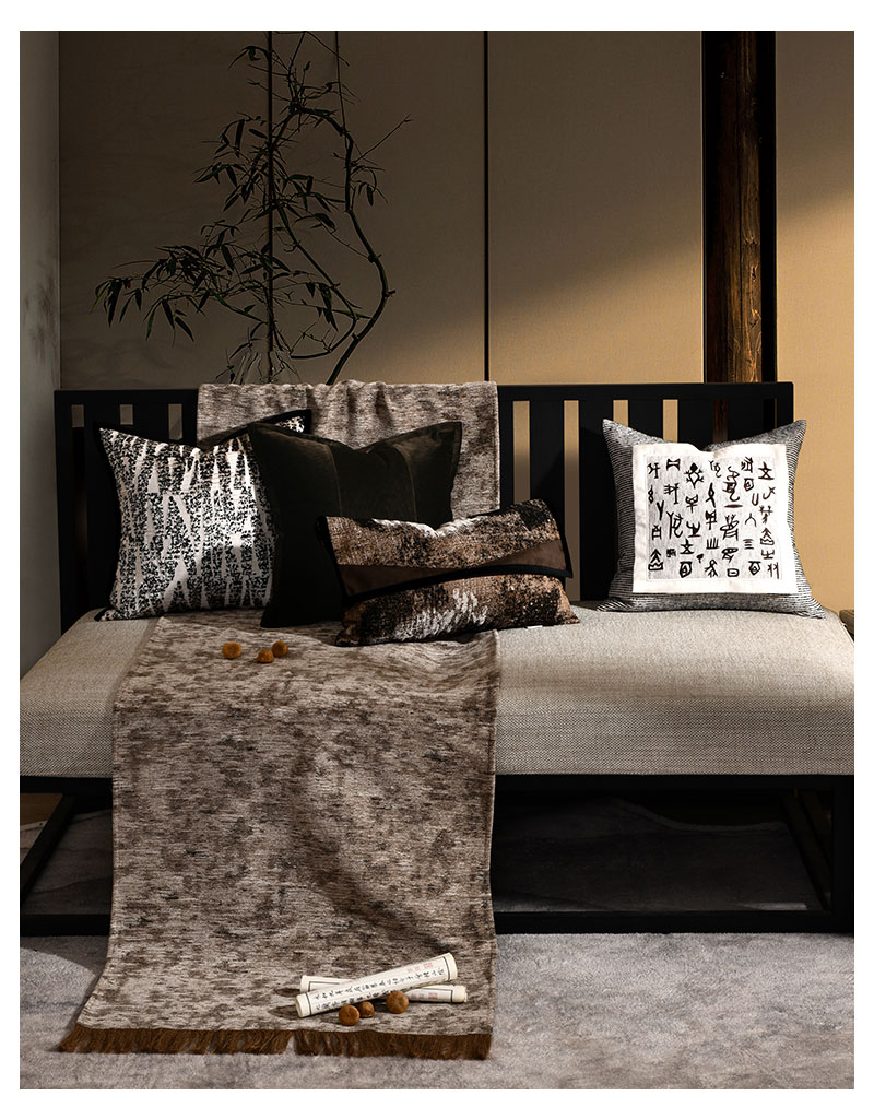 AIBUZHIJIA Linen Pillow Cover Wave Embroidery Thread Design Beige Pillow Cases for Couch Sofa