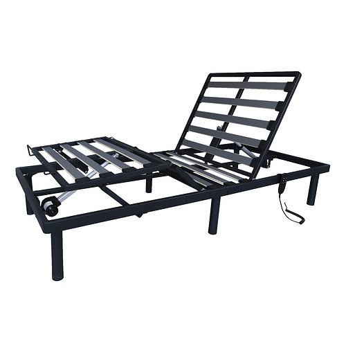 Electric adjustable bed base with slats