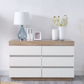 White Wooden Chest of 6 Drawers