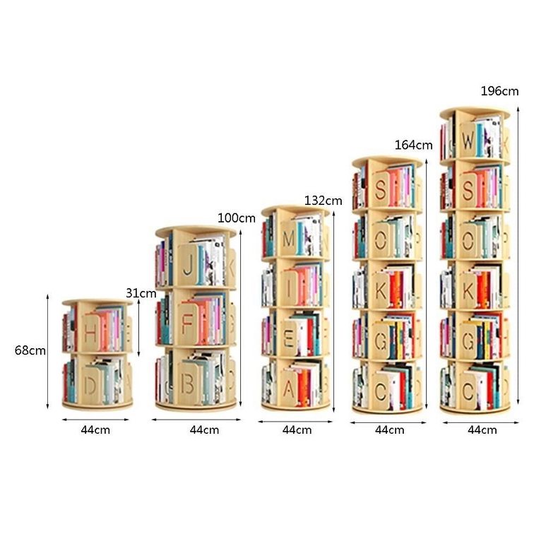 Rotating 360 Degrees Kids,Tall 2/3/4/5/6 Tier Book Shelves for Living Room, Wooden Office Shelving Unit