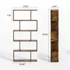 5-Tier Geometric Bookcase, Black Wooden Modern Bookshelf with Large Capacity, Freestanding Decorative Tall Bookcase Shelving for Bedroom Living Room, S Shaped Bookshelf with Particleboard