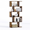 5-Tier Geometric Bookcase, Black Wooden Modern Bookshelf with Large Capacity, Freestanding Decorative Tall Bookcase Shelving for Bedroom Living Room, S Shaped Bookshelf with Particleboard