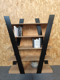 Wooden V-shaped five-story wall bookshelf