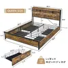 Queen Bed frame with 2 -Tier Storage Headboard and 4 Drawers, LED Bed Frame with Charging Station, Platform Bed Frame Queen Size with LED Light,
