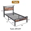 Twin Size Bed Frame with Wooden Headboard and Footboard, Strong Metal Slats Support for Mattress Foundation