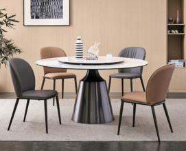 High Quality Sintered Stone With Metal Base 6 8 Seaters Dining Tables And Dining Chair Sets