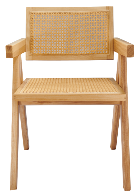 White wax wood rattan dining with Arm Rests