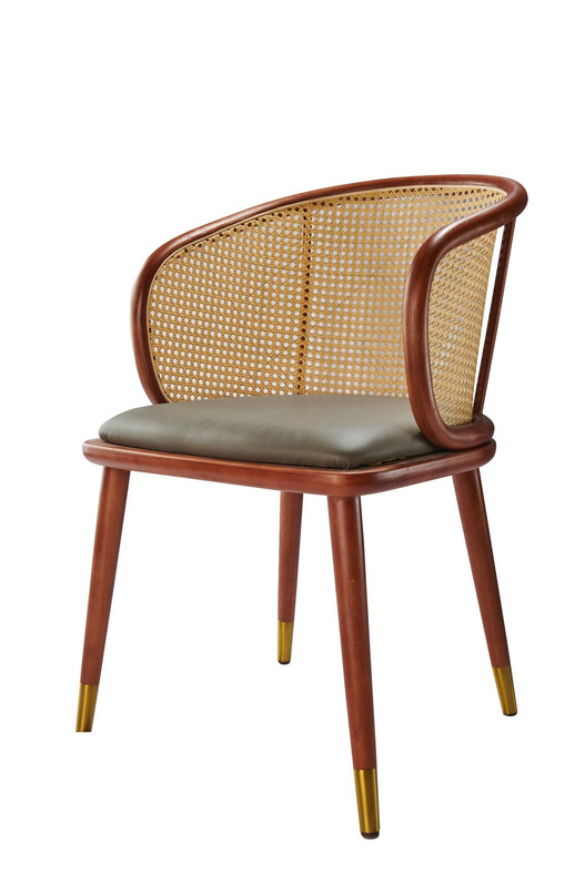 Knitting Rattan Leisure Dining Chair With PE Vine