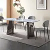 High Grade Glossy Stainless Steel Rock Plate Dining Table Set