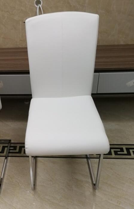 Electroplated White Chrome PU Fabric Dining Chair