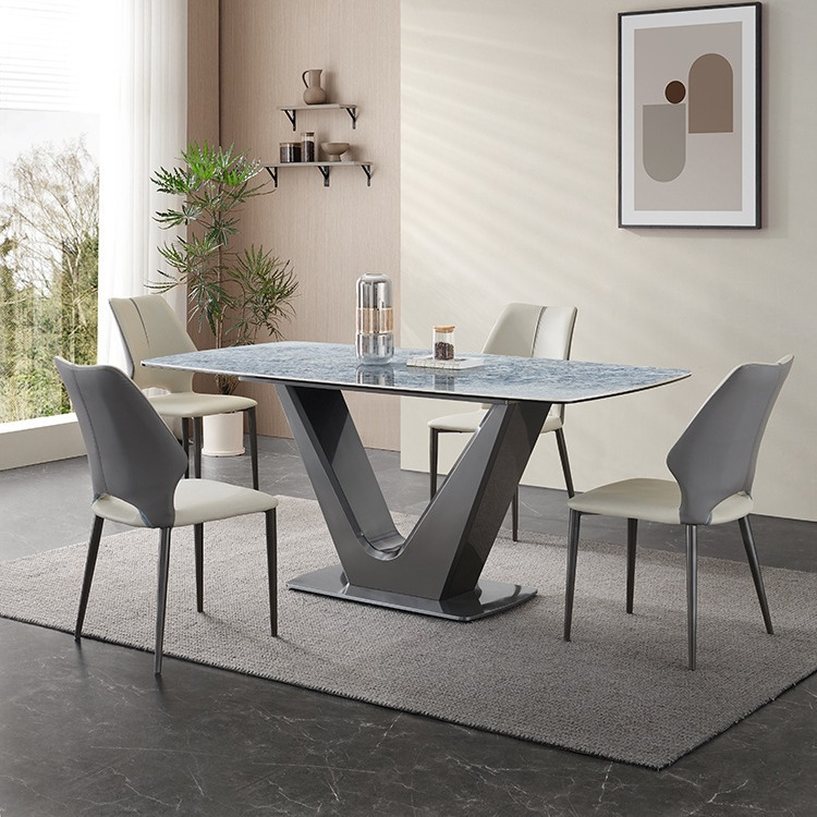 Light luxury modern simple high-end rectangular dining table set