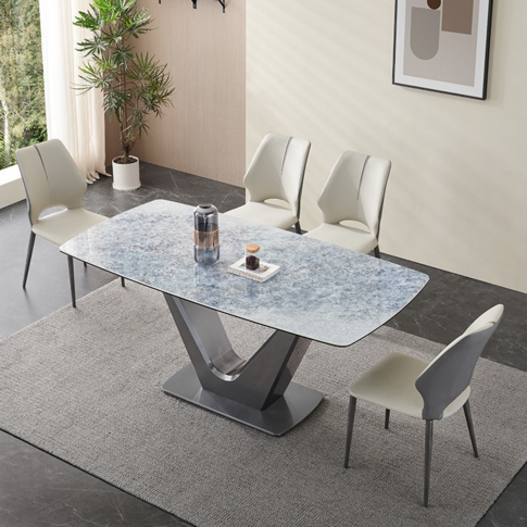 Light luxury modern simple high-end rectangular dining table set