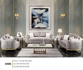 Gray velvet light luxury sofa set living room furniture set with gold stainless steel frame