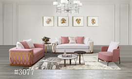 Simple Modern Luxury Living Room Furniture Set Pink Velvet Fabric Gold Metal Sofa Set