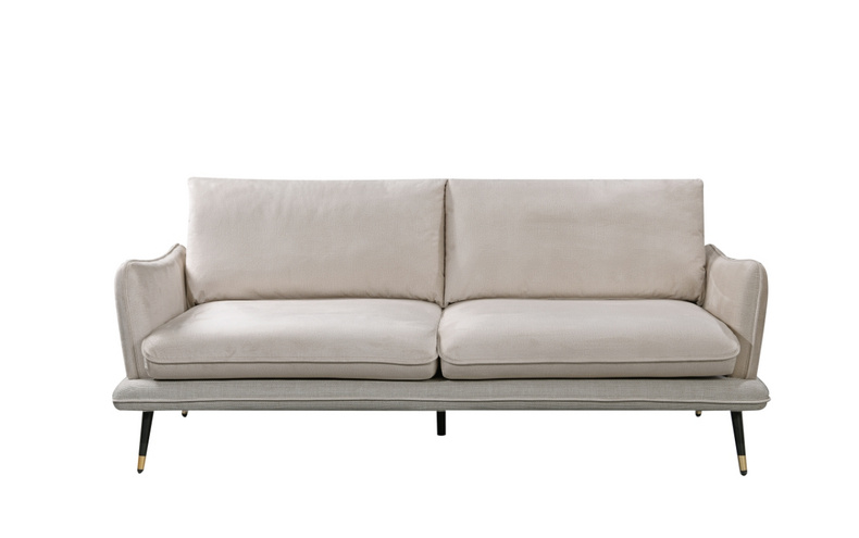 3 Seater White Fabric Sofa