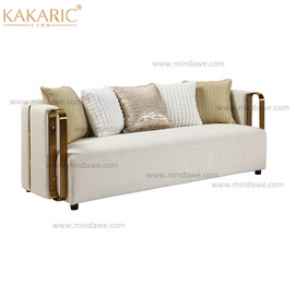 Modern luxury living room sofa with golded metal frame