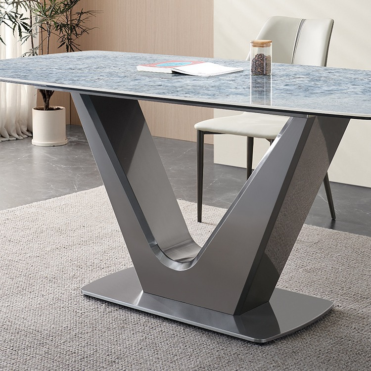 Light luxury modern simple high-end rectangular dining table set