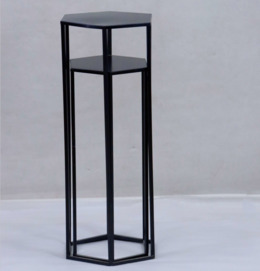 Hexagonal planter-side table with black metal frame