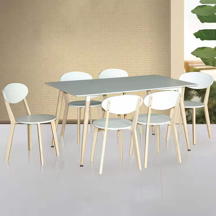 Cheap Wholesale Dining Table Set With 4 Chairs 6 Seaters Modern Metal Wooden Table Dining Room Set