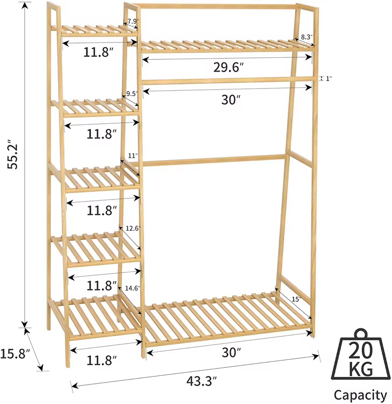 Hot Sale Large Capacity Storage Design Bamboo Coat Rack For Coat Rack Hooks Shoe Rack