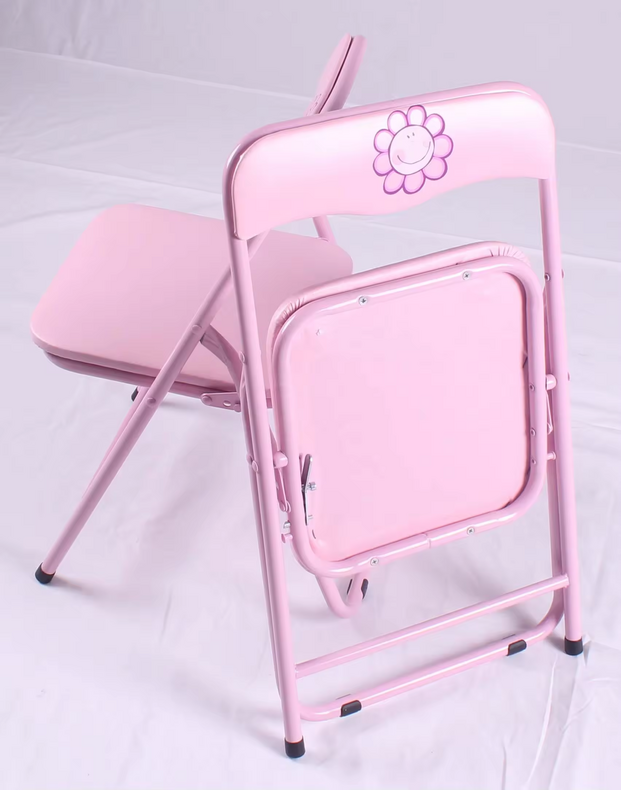 Modern pink chair study table OEM foldable metal kids study table and chair set