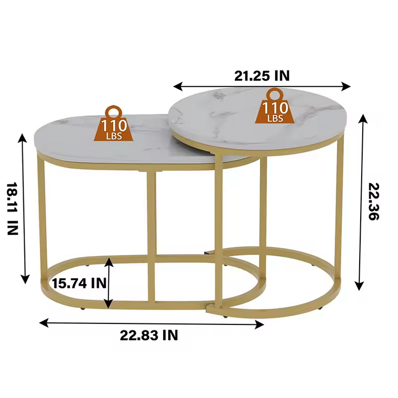 Top Quality Round Nesting Marble Multi-Functional Customizable Rustic Nesting Coffee