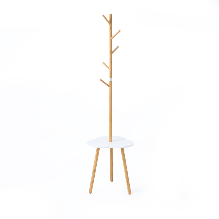 Bamboo Coat Stand with Coat Hooks, Coat Stand with Bench