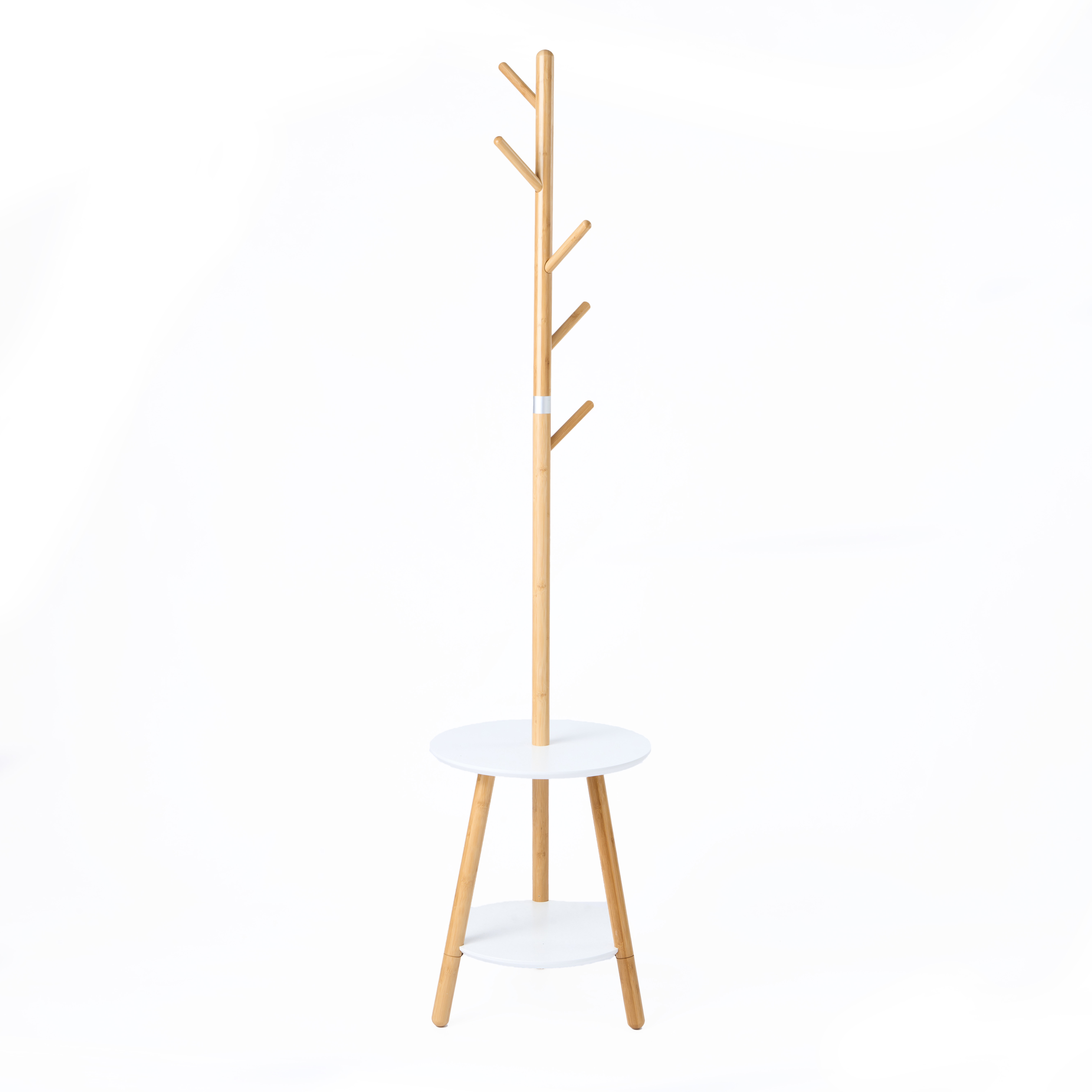 Bamboo Coat Stand with Coat Hooks, Coat Stand with Bench