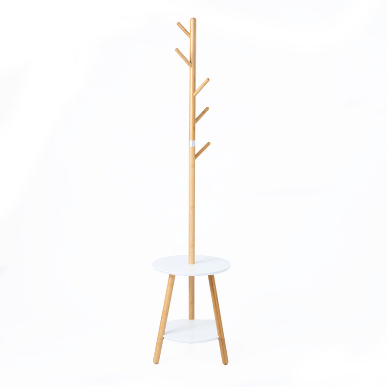 Bamboo Coat Stand with Coat Hooks, Coat Stand with Bench