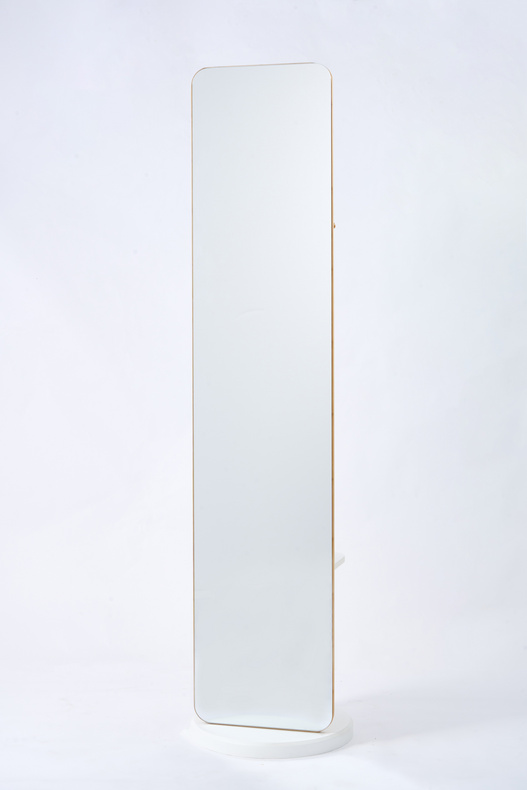 Flat Floor Mirror with Hooks